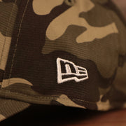 The left side of the Philadelphia Phillies woodland camo 920 dad hat for the Armed Forces Day 2021.