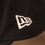 New Era Logo shown up close on this Black Bottom 59Fifty