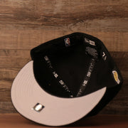 The NBA gray bottom brim fitted hat for Los Angeles Lakers 17x champs by New Era.