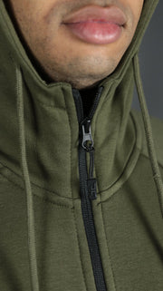 The military olive green basic fleece zipup hoodie by Jordan Craig.