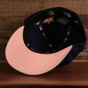 Pink bottom of the Los Angeles Dodgers All Over Floral Pattern Flower Crotchet Side Patch Pink Bottom 59Fifty Fitted Cap