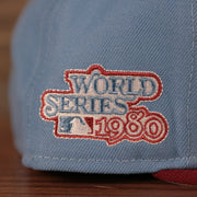 The World Series 1980 patch on the Philadelphia Phillies retro side patch New Era fitted hat.