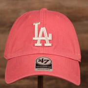 The pink adjustable Los Angeles Dodgers green bottom dad hat.