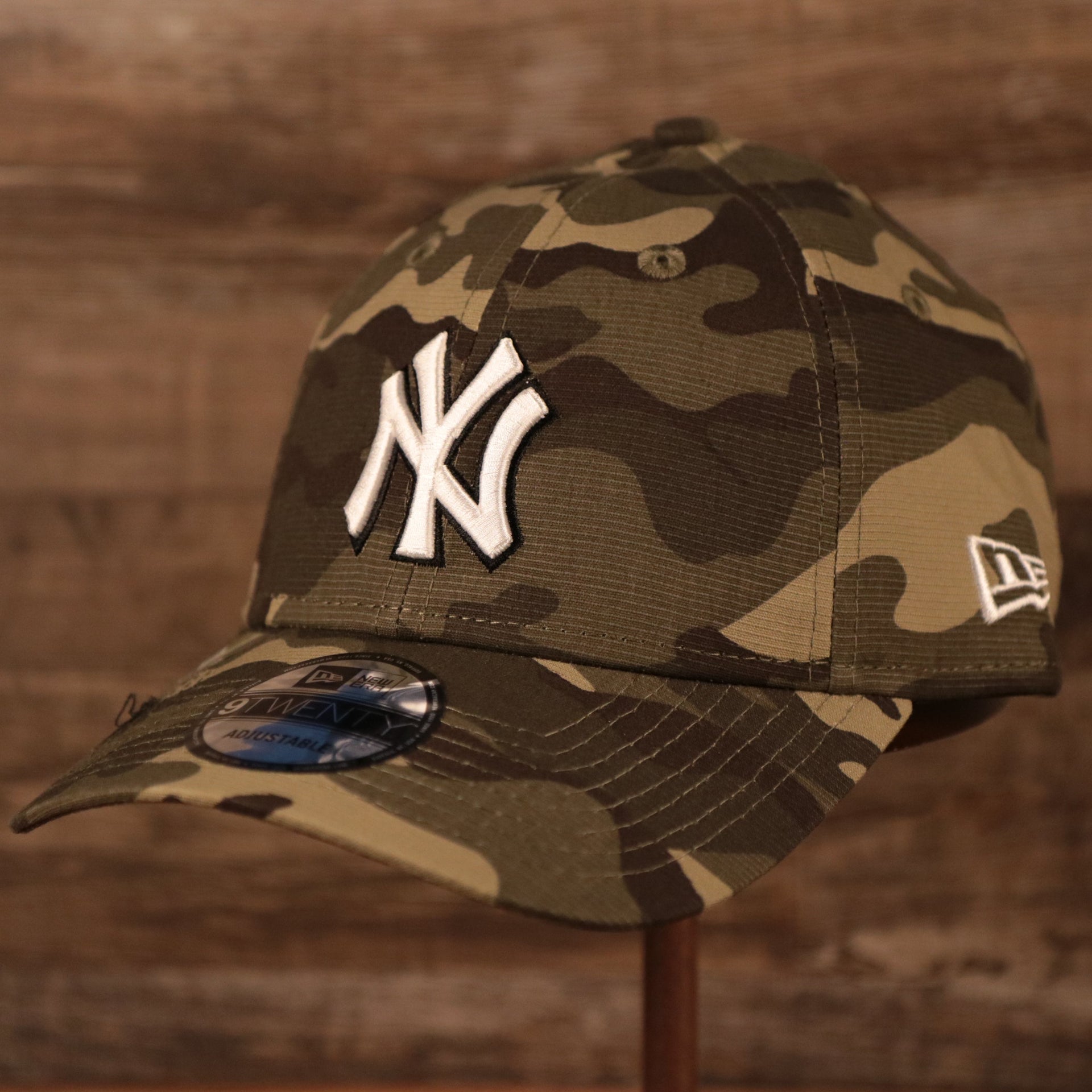 The Yankees woodland camo 2021 Armed Forces Day 9twenty dad hat by New Era.