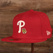 The red Philadelphia Phillies Philly Cheesesteak side patch New Era fitted cap.