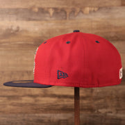 The red Lehigh Valley Iron Pigs 59fifty fitted cap with black bottom by New Era.