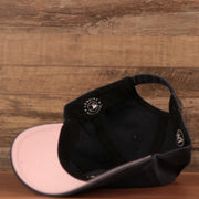 The inside of the New York Yankees pink bottom clean up hat by 47 Brand.