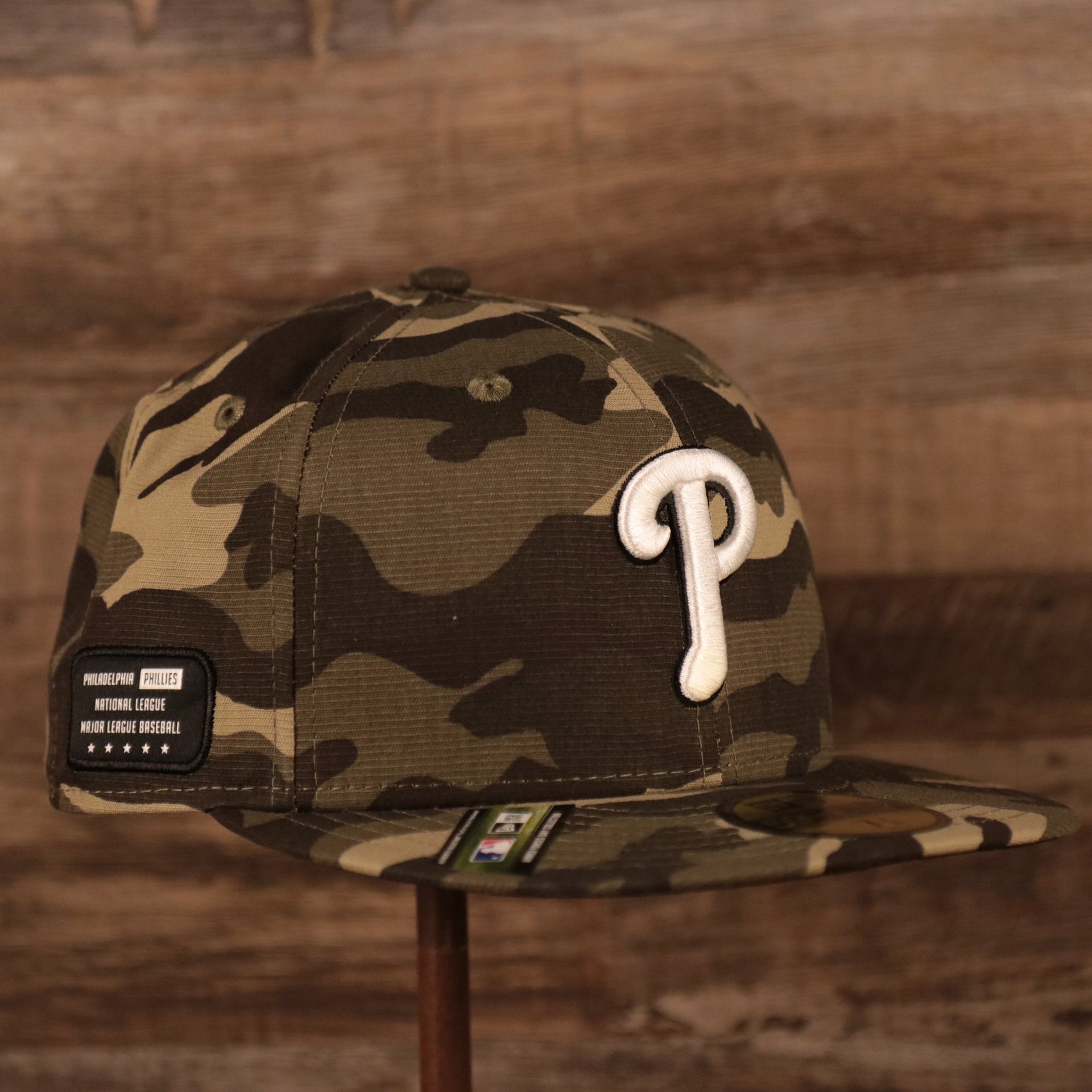 The 2021 Memorial Day 59fifty fitted cap with black bottom brim for the Philadelphia Phillies.