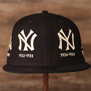 New York Yankees throwback logos on the navy 59fifty designed by New Era.