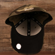 The inside of the New York Yankees woodland camo black bottom Armed Forces Day 2021 cap.