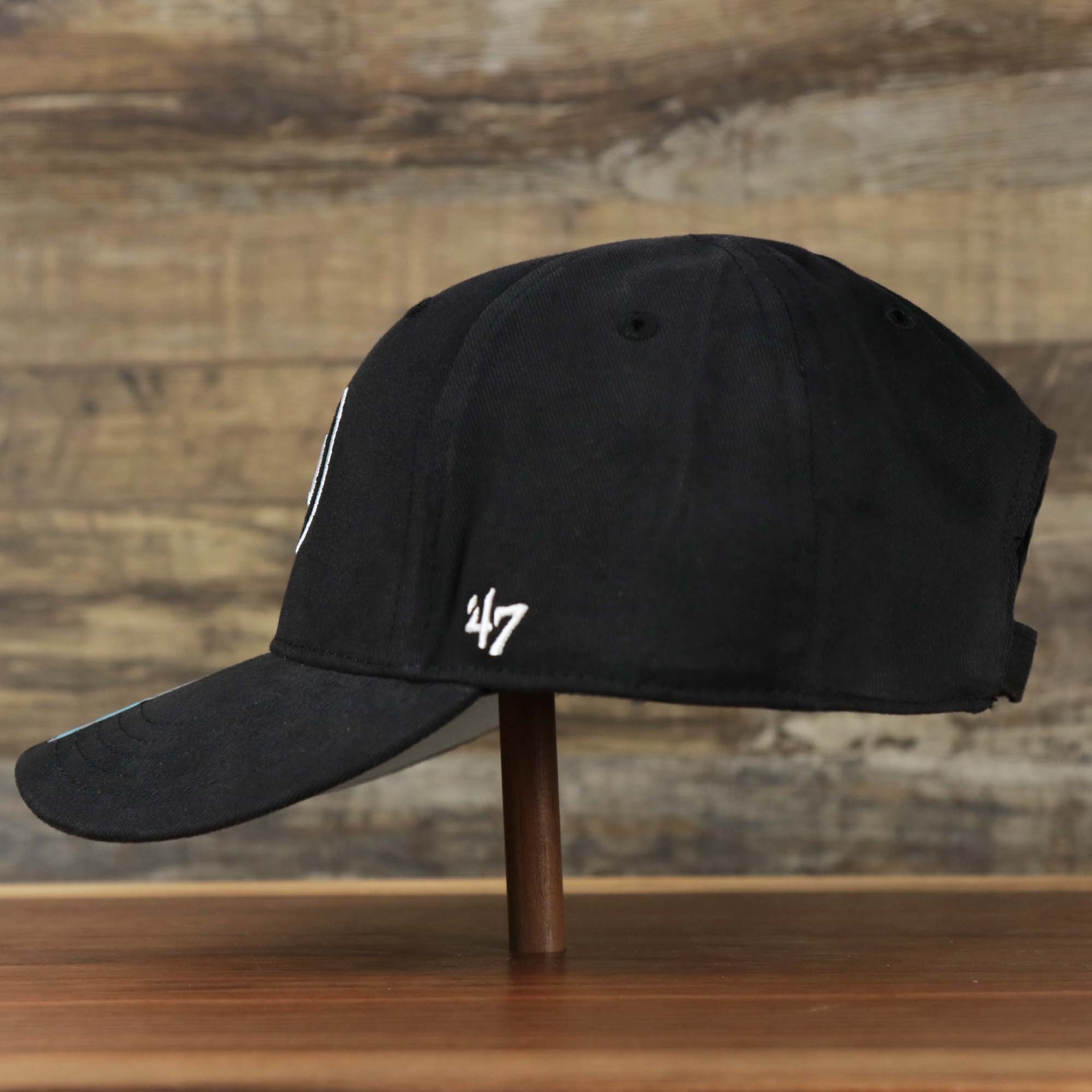 The wearer's left on the Infant Philadelphia Flyers Black Dad Hat | 47 Brand OSFM