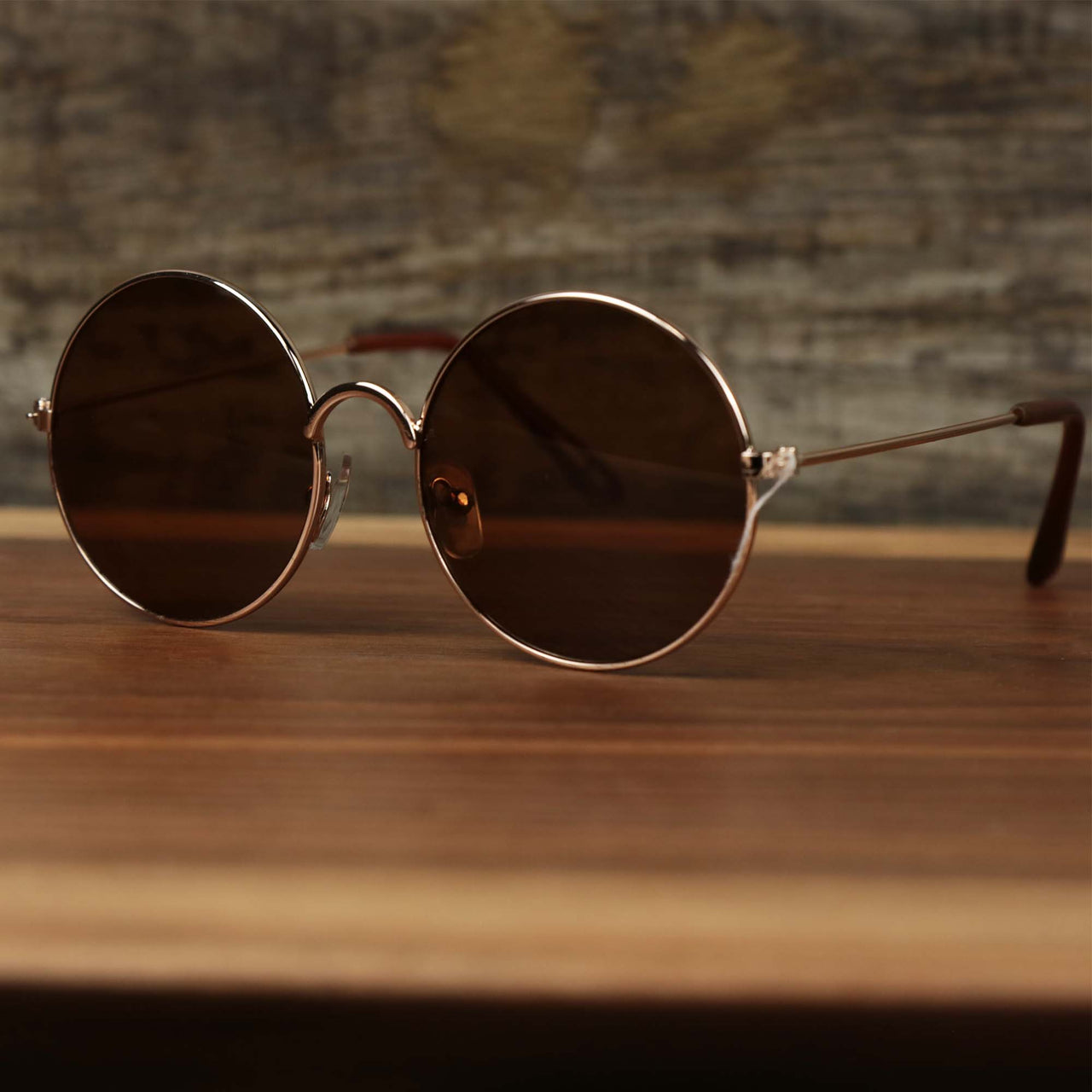 The Youth Round Frame Pink Lens Sunglasses with Rose Gold Frame
