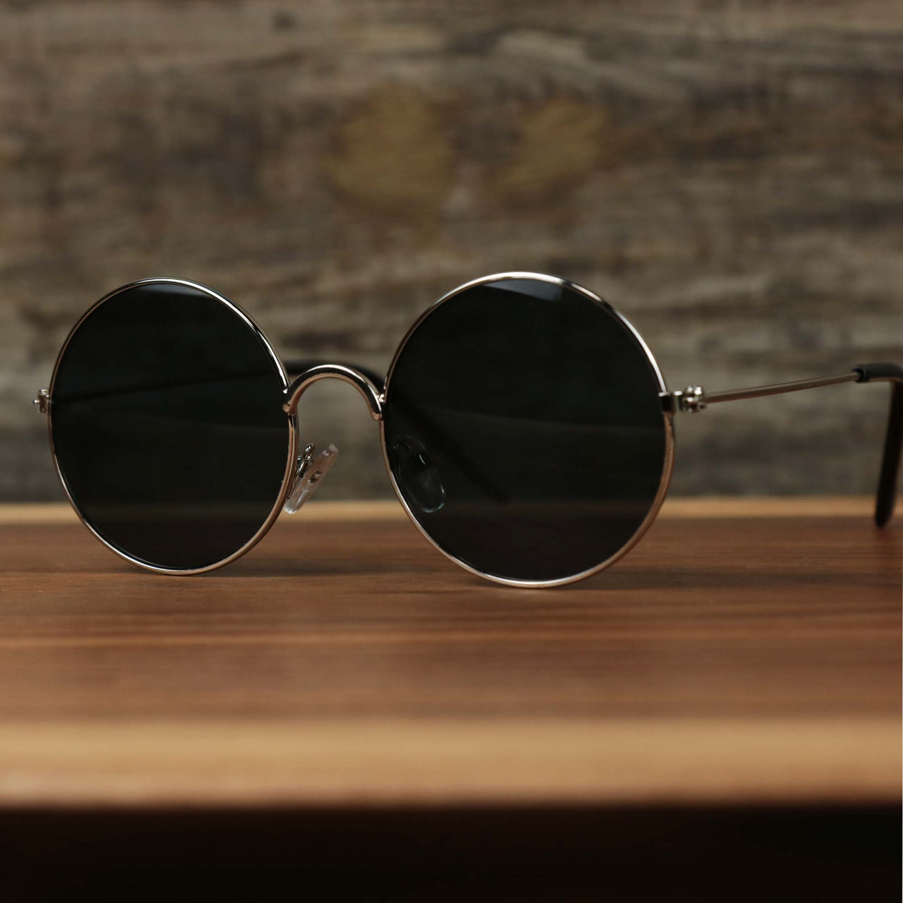 The Youth Round Frame Black Lens Sunglasses with Silver Frame