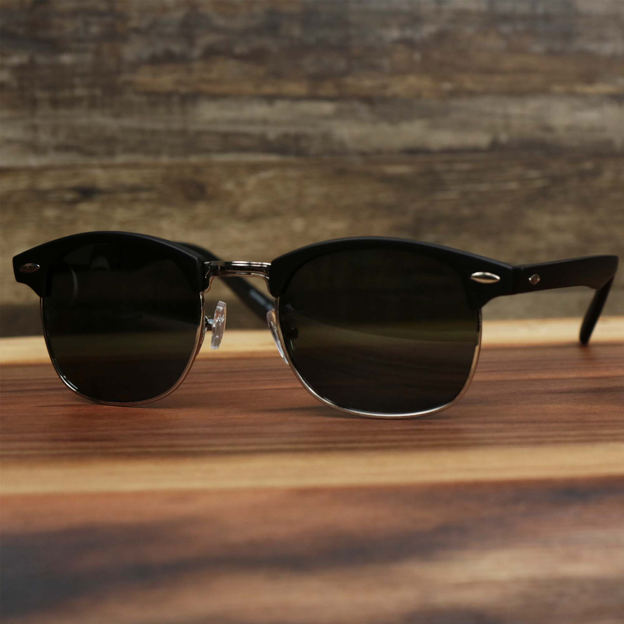 The Round Frame Black Lens Sunglasses with Black Silver Frame
