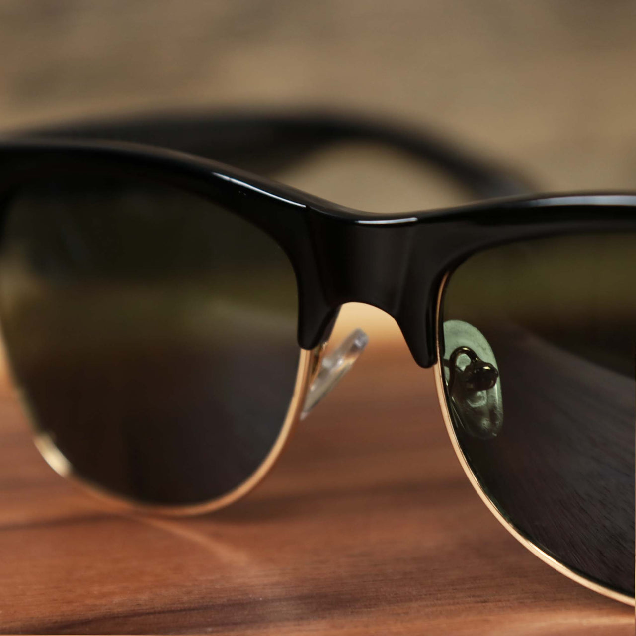 The bridge on the Thick Top and Metal Bottom Frame Black Gradient Lens Sunglasses with Black Frame