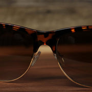 The bridge on the Thick Top and Metal Bottom Frame Brown Lens Sunglasses with Tortoise Frame
