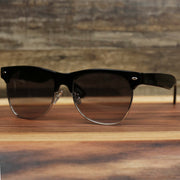 The Thick Top and Metal Bottom Frame Black Lens Sunglasses with Black Frame