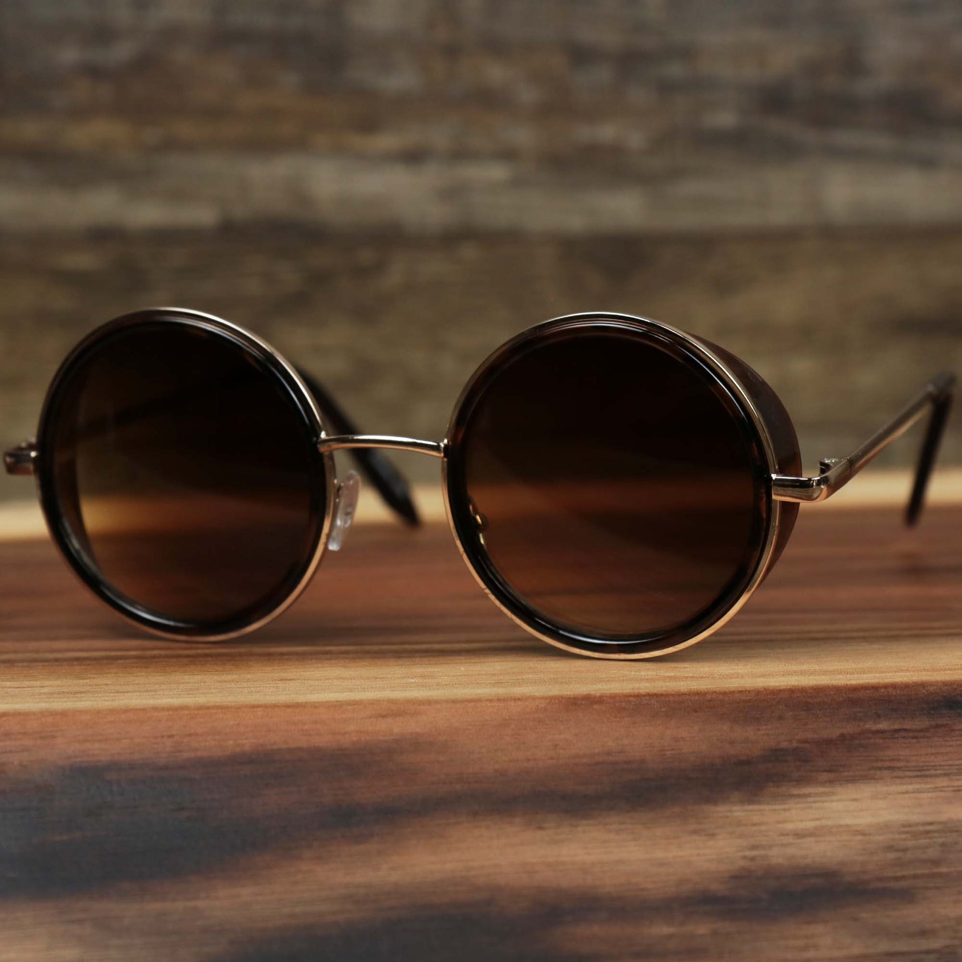 The Circle Frame Brown Lens Sunglasses with Tortoise Frame