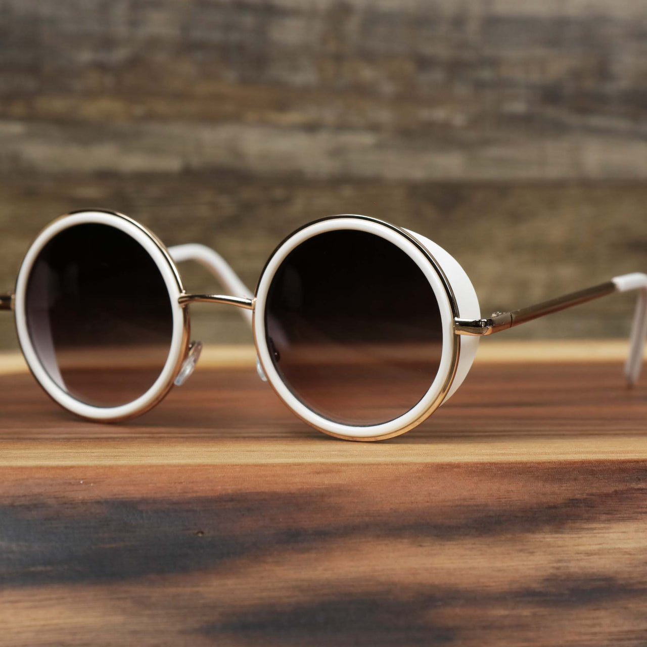 The Circle Frame Black Lens Sunglasses with White Frame