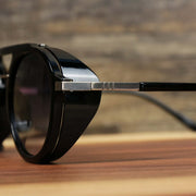 The hinge on the Steampunk Frames Black Lens Sunglasses with Black Glossy Frame