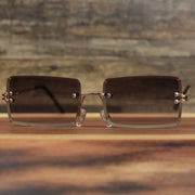 The Rectangle Frame Black Lens Sunglasses with Gold Frame