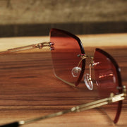 The inside of the Large Lightweight Frame Pink Lens Sunglasses with Rose Gold Frame