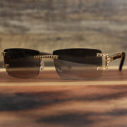 The Rectangle Frames Black Lens Flooded Sunglasses with Gold Frame