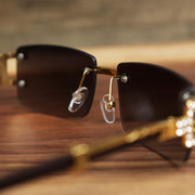 The inside of the Rectangle Frames Black Lens Flooded Sunglasses with Gold Frame