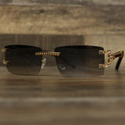 The Rectangle Frames Black Gradient Lens Flooded Sunglasses with Gold Frame