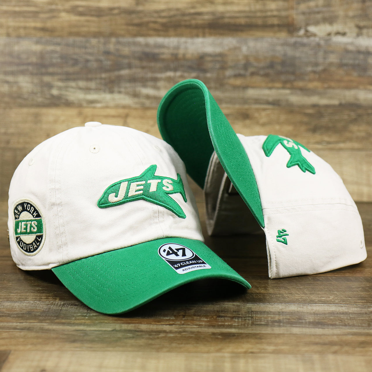 The Throwback New York Jets Embroidered 1963 Jets Logo NFL Jets Side Patch Dad Hat | Bone Dad Hat