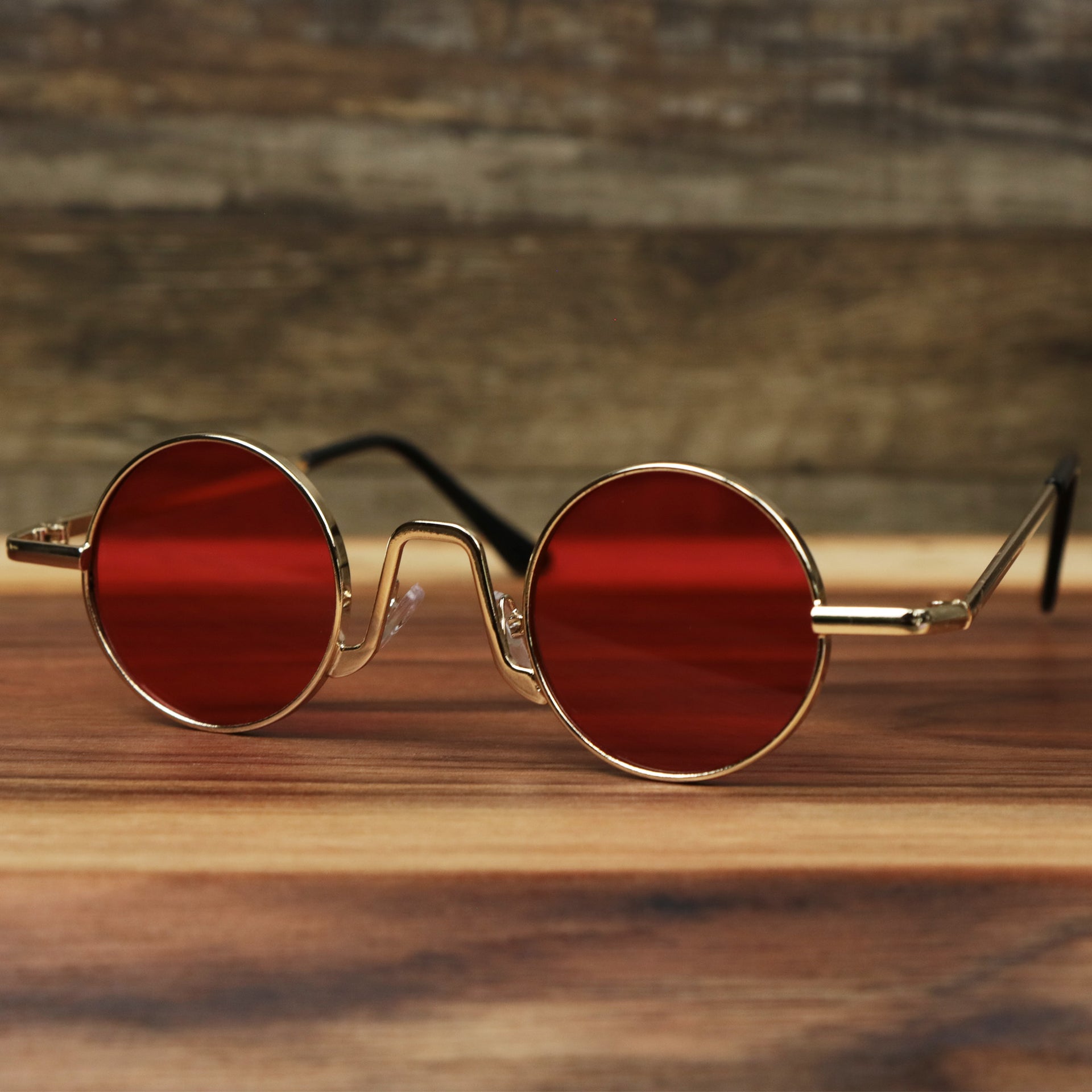 The Round Frames Red Lens Sunglasses with Gold Frame