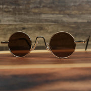 The Round Frames Brown Lens Sunglasses with Gold Frame