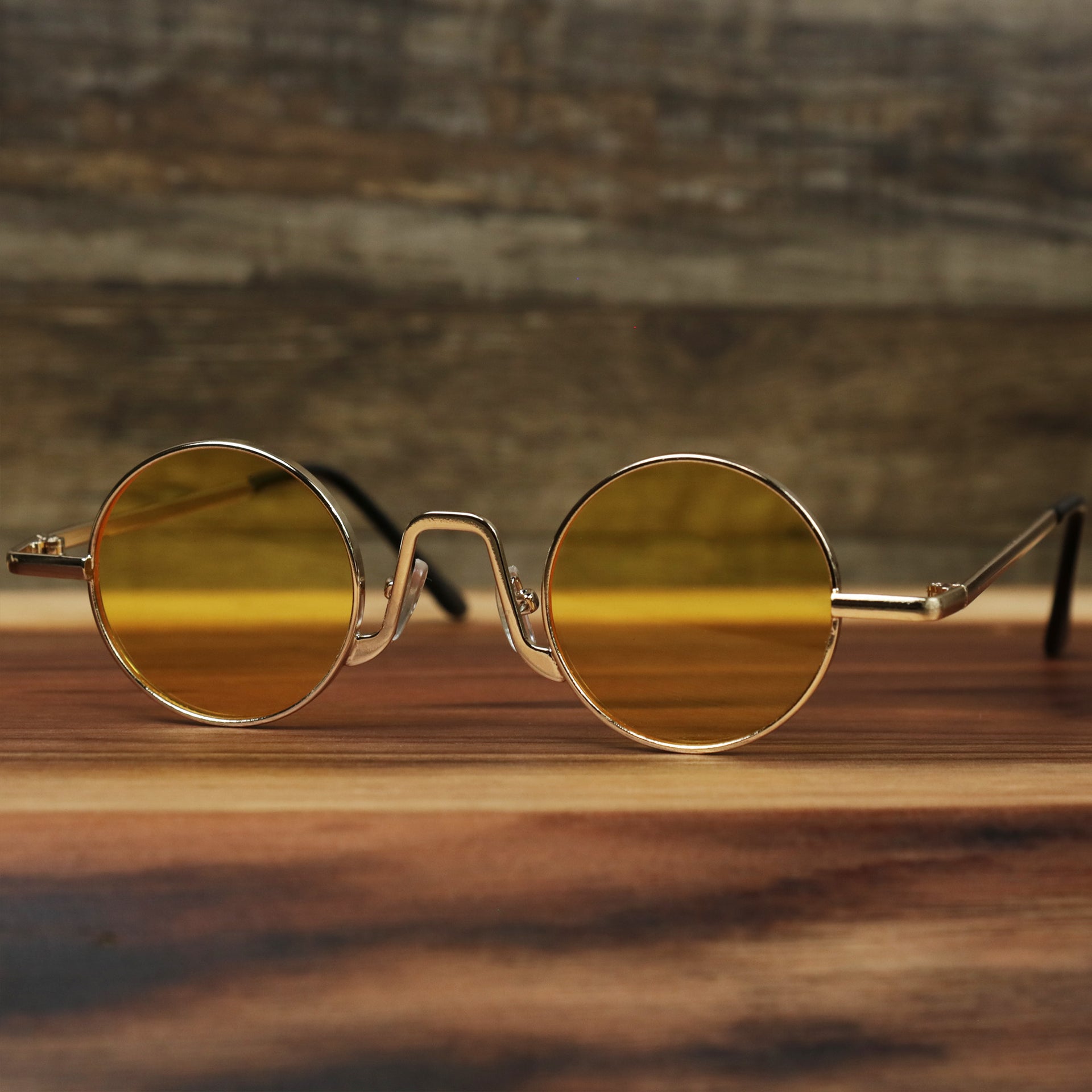 The Round Frames Yellow Lens Sunglasses with Gold Frame