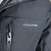 The Jacks & Jones Print on the Jack And Jones Jet Black Puffer Jacket With Hidden Pocket | Black Puffer Jacket