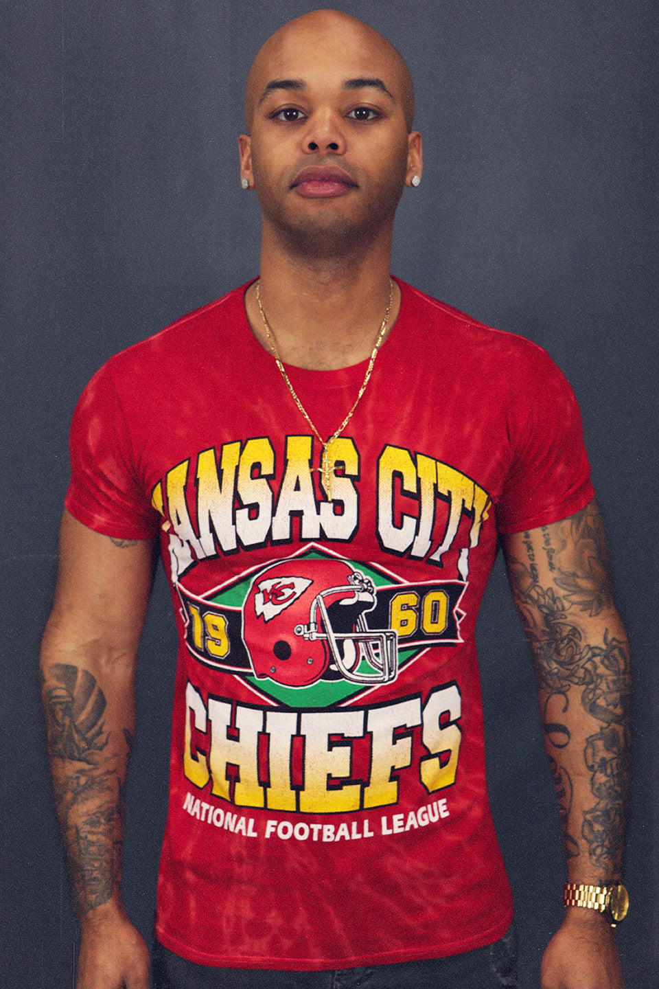 Kansas City Chiefs 1960 Vintage 90s Washed Print Tie Dye T-Shirt