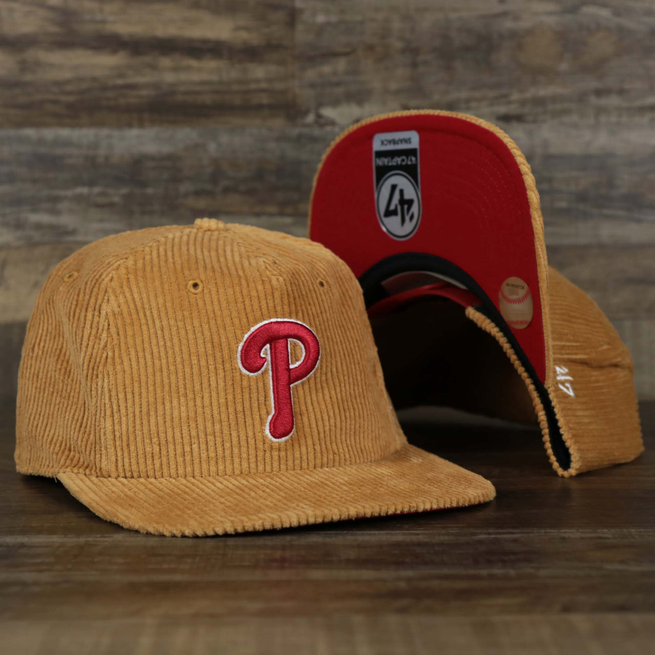 The Corduroy Philadelphia Phillies Snapback | 47 Brand Khaki