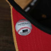 The MLB Sticker on the Corduroy Philadelphia Phillies Snapback | 47 Brand Khaki