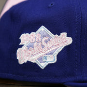 The 1988 World Series Patch on the Los Angeles Dodgers Pop Sweat Pastel World Series Side Patch Fitted Cap With Pink Undervisor | Royal Blue 59Fifty Cap