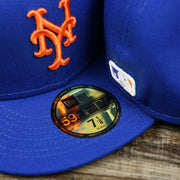 The 59Fifty Sticker on the New York Mets Lady Liberty Side Patch Gray Bottom 59Fifty Fitted Cap | Royal Blue 59Fifty Cap