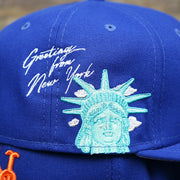 The Statue Of Independence Cloud Icon Patch on the New York Mets Lady Liberty Side Patch Gray Bottom 59Fifty Fitted Cap | Royal Blue 59Fifty Cap