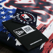 The Genuine MLB Tag and New Era Tag on the New York Mets 2022 4th of July Stars and Stripes T-Shirt | New Era Navy