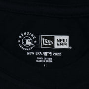The New Era tag on the New York Mets 2022 4th of July Stars and Stripes T-Shirt | New Era Navy