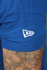 A close up of the New Era logo on the New York Mets State Flower Shirt | New Era Royal