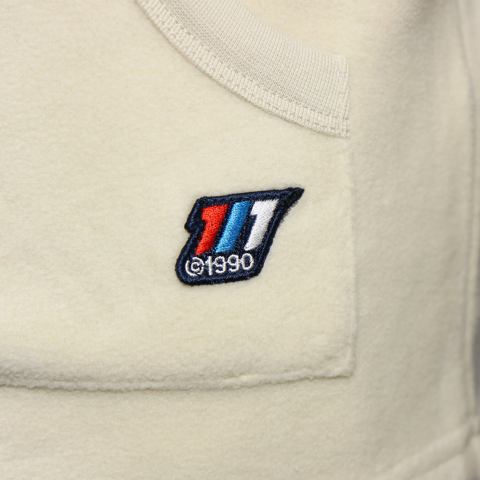 The 717 Logo on the Jacks And Jones Originals Embossed Fleece Moonbeam Pullover Hoodie | Cream Pullover Hoodie