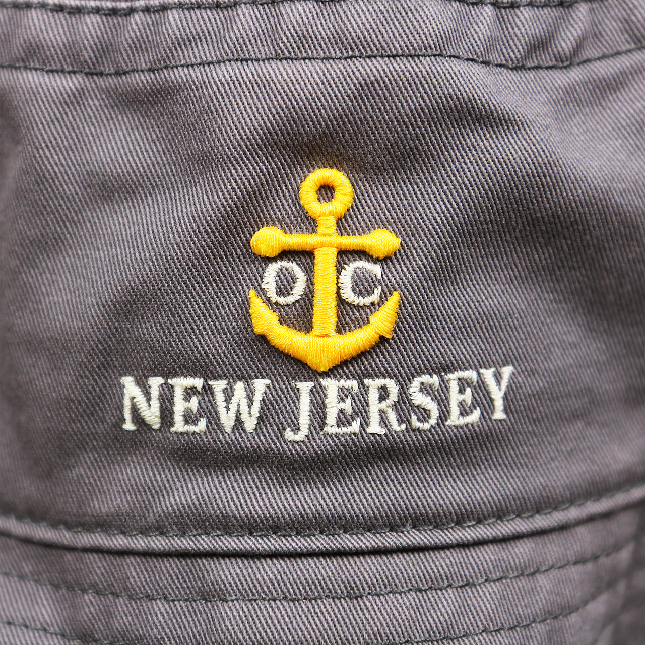 Ocean City New Jersey Gold Anchor Relaxed Twill Dark Grey Bucket Hat