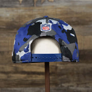 The backside of the NFL Logo OnField Summer Training 2022 Camo 9Fifty Snapback | Royal Blue Camo 9Fifty