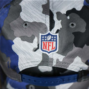 The NFL Logo Patch on the back of the NFL Logo OnField Summer Training 2022 Camo 9Fifty Snapback | Royal Blue Camo 9Fifty
