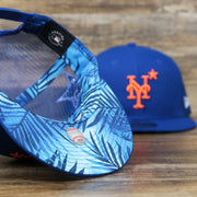 The undervisor on the New York Mets Metallic All Star Game MLB 2022 Side Patch 9Fifty Mesh Snapback | ASG 2022 Royal Blue Trucker Hat