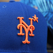 The Mets Logo on the New York Mets Metallic All Star Game MLB 2022 Side Patch 9Fifty Mesh Snapback | ASG 2022 Royal Blue Trucker Hat
