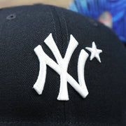The Yankees Logo on the New York Yankees Metallic All Star Game MLB 2022 Side Patch 9Fifty Mesh Snapback | ASG 2022 Navy Blue Trucker Hat